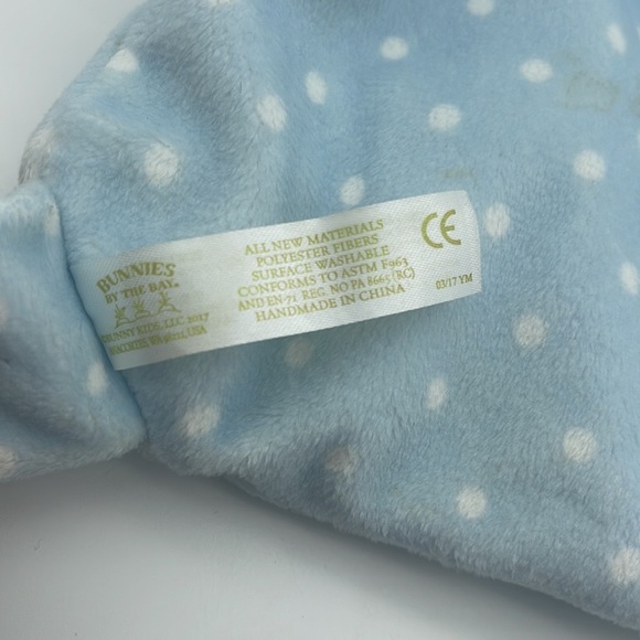 Bunnies By The Bay Lovey Dog Puppy Security Toy Knots Blue Polka Dots - Picture 5 of 5